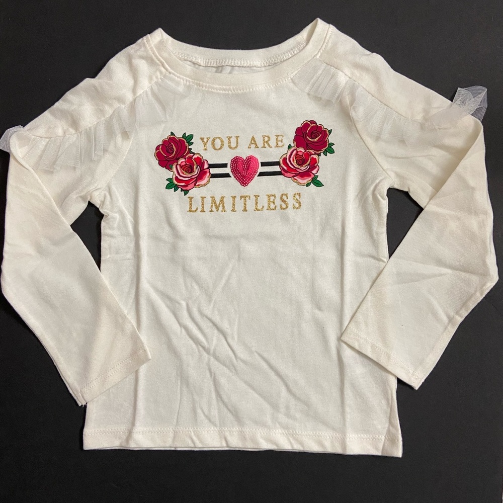 Girls Long Sleeve Graphic Ruffle Tee